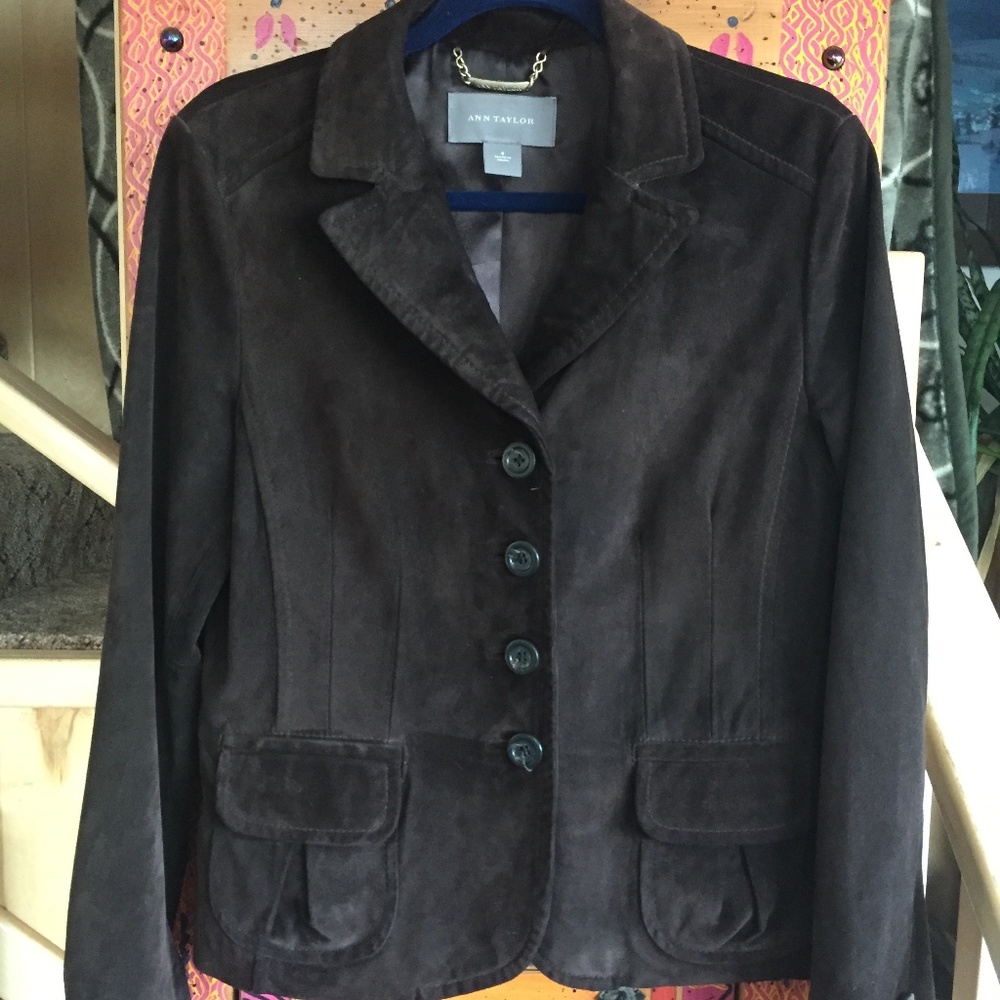 Ann Taylor brushed suede leather blazer, SZ 8